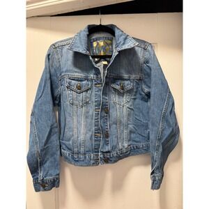 Michael Kors Womens Denim Trucker Jacket Medium Wash Blue Cotton Tencel Size S